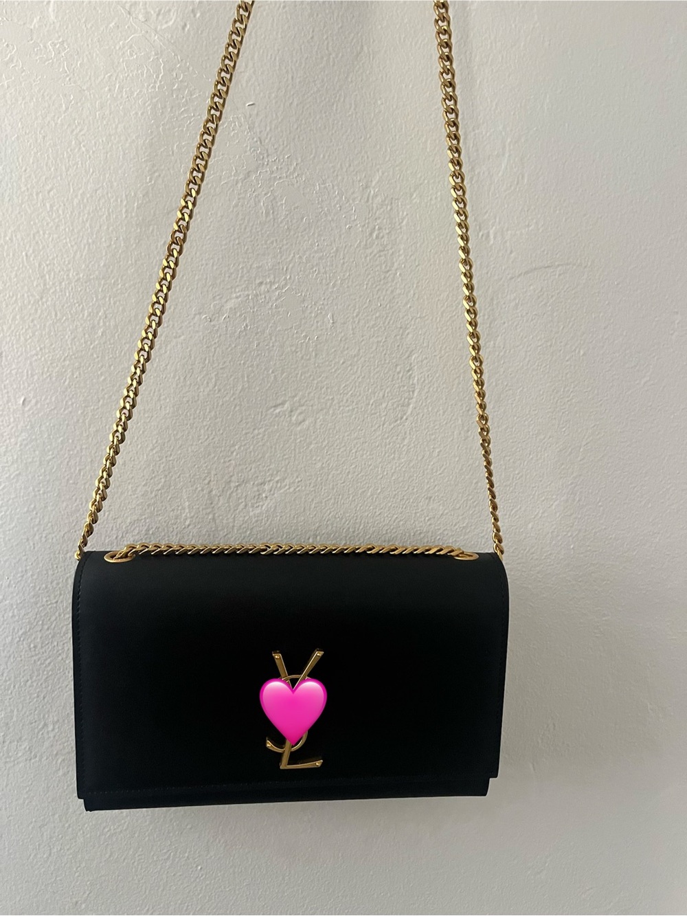 Black Chain Shoulder Bag with Gold Hardware
